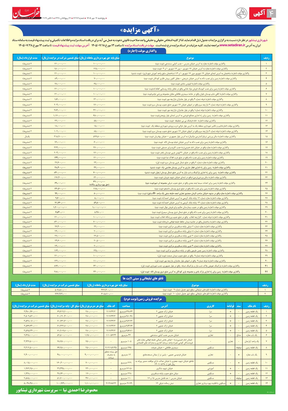 روزنامه تاریخ ۱۶ مهر ۱۴۰۵