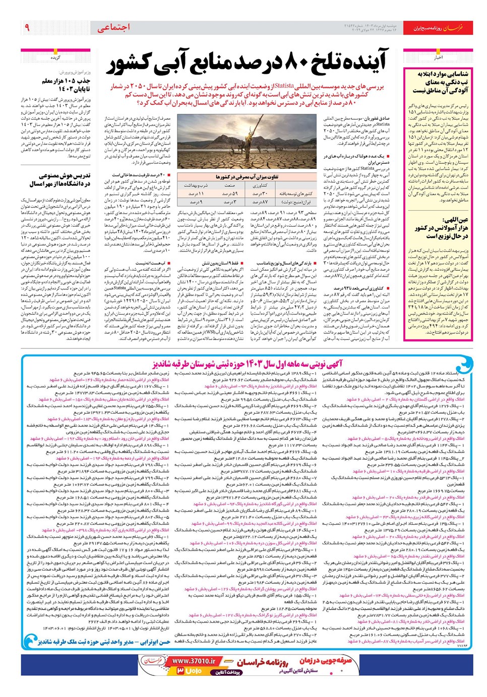 روزنامه تاریخ ۱ مرداد ۱۴۰۳
