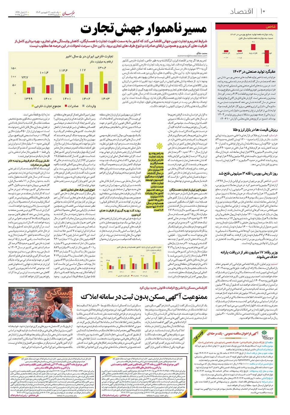 روزنامه تاریخ ۱ اردیبهشت ۱۴۰۴
