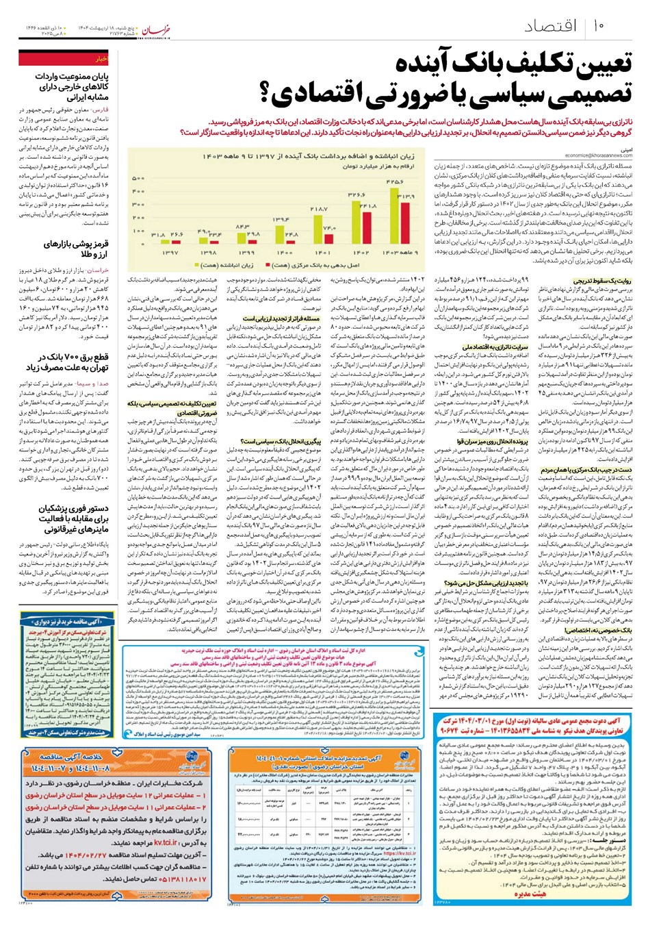 روزنامه تاریخ ۱۹ اردیبهشت ۱۴۰۴