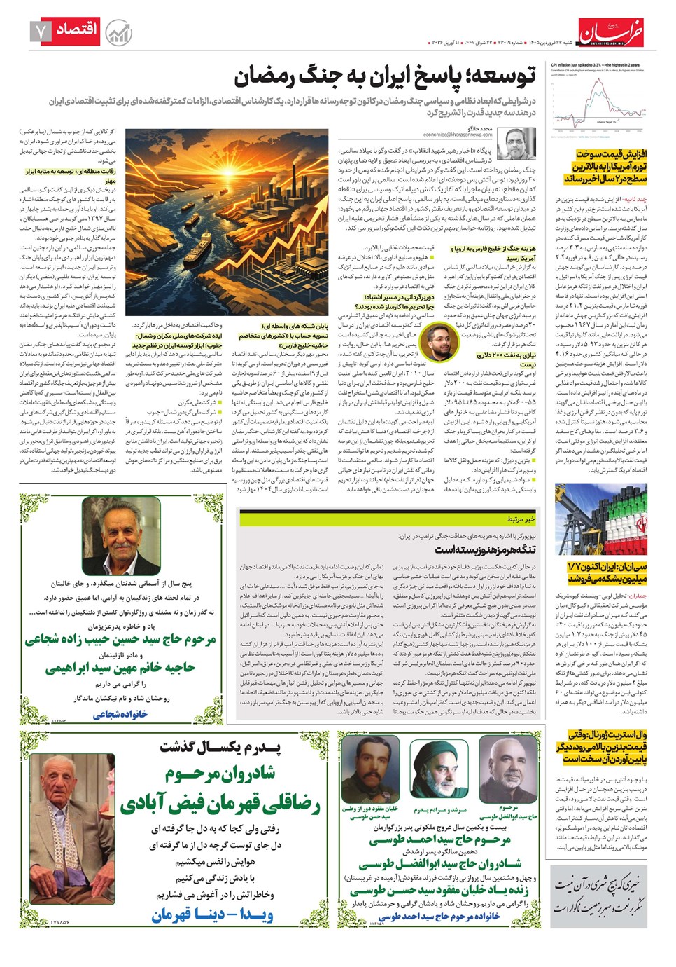 روزنامه تاریخ ۲۲ فروردین ۱۴۰۵