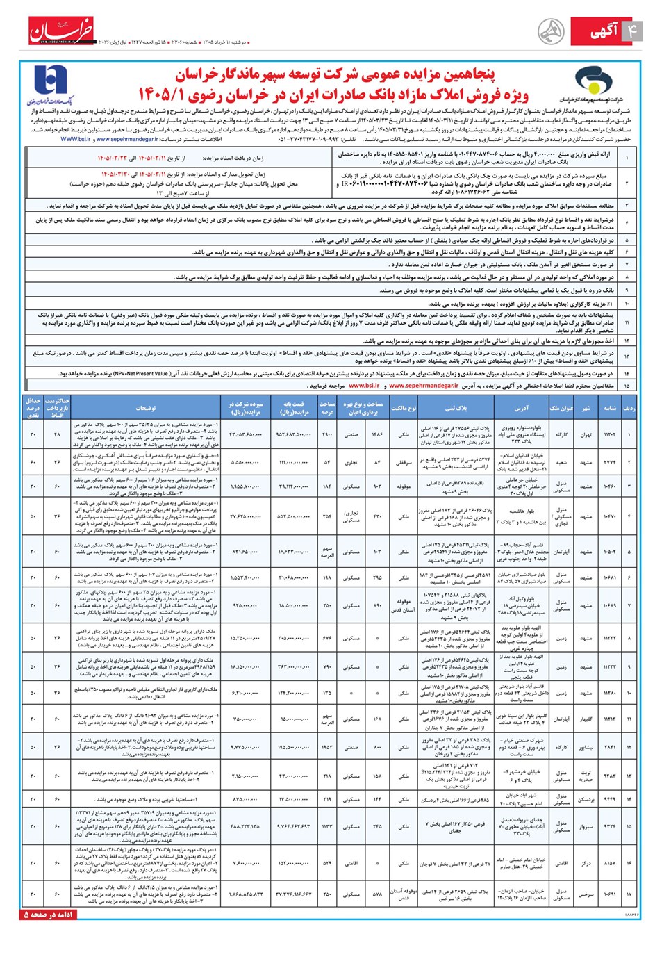 روزنامه تاریخ ۱۱ خرداد ۱۴۰۵
