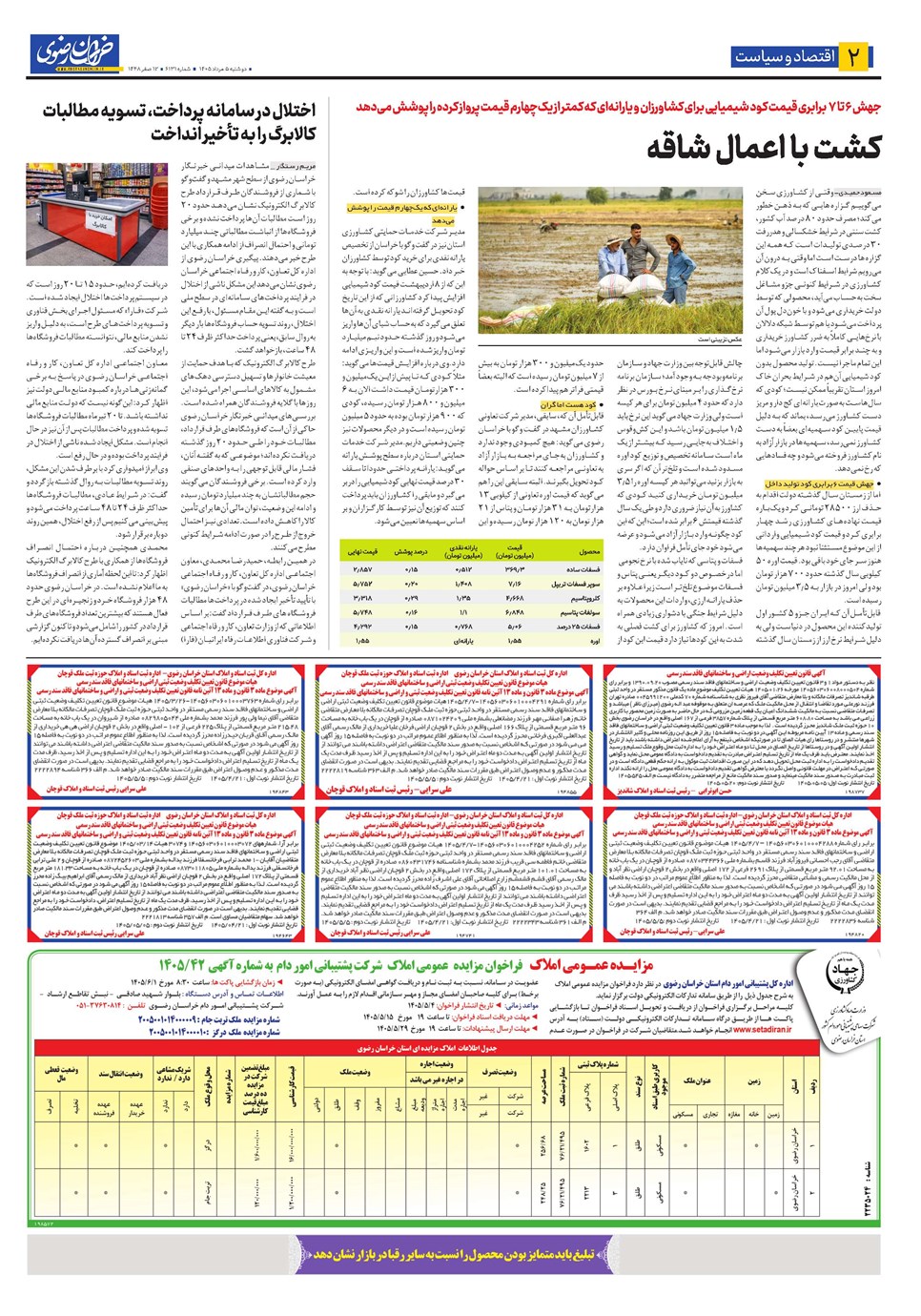 روزنامه تاریخ ۵ مرداد ۱۴۰۵